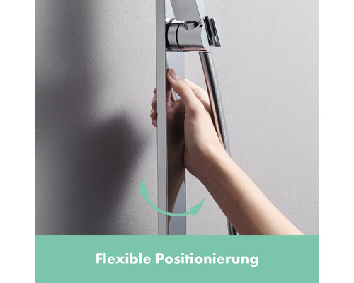 Flexible Positionierung der Handbrause an einer Duschstange.