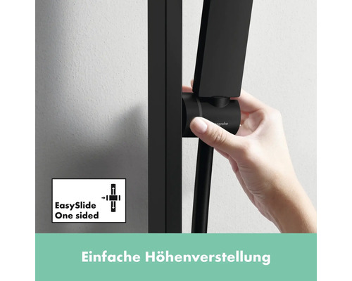 Duschstange mit einfacher Höhenverstellung und EasySlide Funktion.