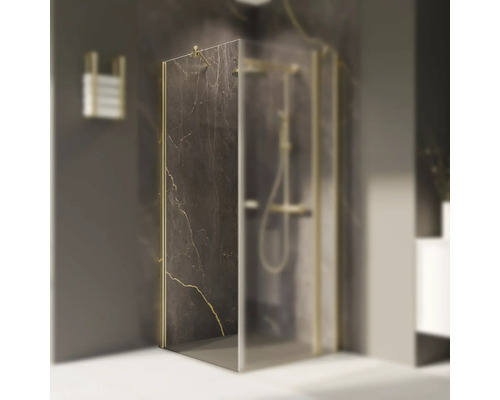 Seitenwand für Drehtür BREUER Elana 2.0 rund 80 cm Profil gold Klarglas Seitenwandanschlag links