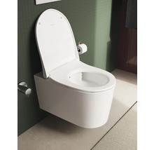 Wandhängendes Tiefspül-WC mit offenem Spülrand im Badezimmer.