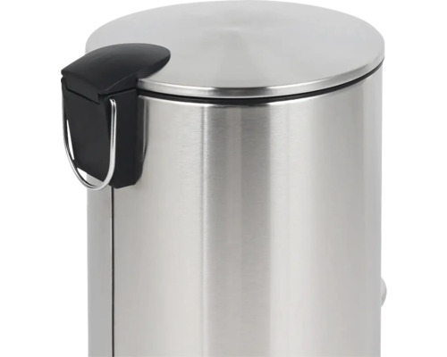 Edelstahl Treteimer mit schwarzem Deckel