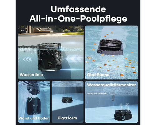 Aiper Scuba X1 Pro Max Poolroboter für Pools bis zu 300 m², kabellose Reinigung von Boden und Wänden, Wasserlinie und Wasseroberfläche, 32.000 l/h Durchflussrate, Akkulaufzeit 300 Minuten für die Bodenreinigung , 600 Minuten für die Oberflächenreinigung