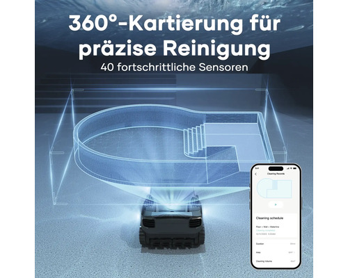 Poolreinigungsroboter mit 360-Grad-Kartierung und Smartphone-App zur präzisen Reinigung