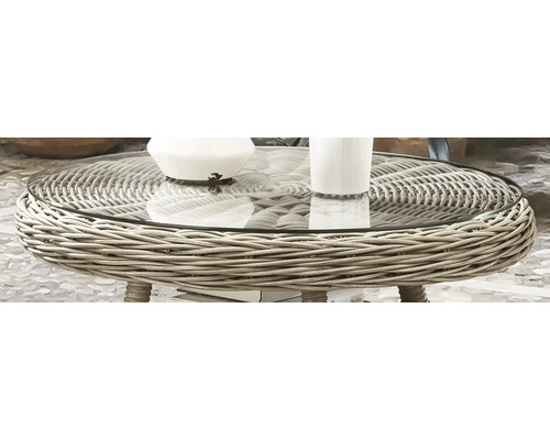 Gartentisch aus Rattan mit Glasplatte