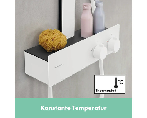 Hansgrohe Duscharmatur mit Thermostat und Ablage für Badezimmerutensilien