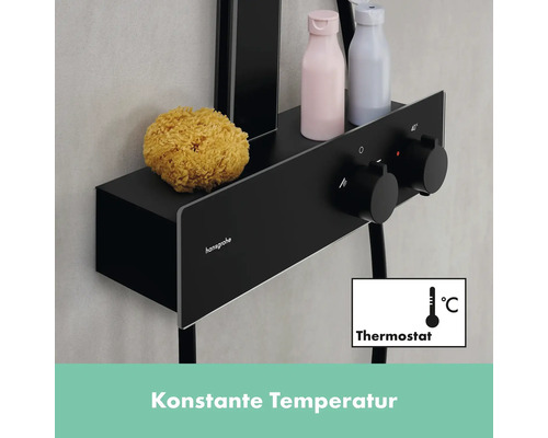 Hansgrohe Duscharmatur mit Thermostat, Ablage und Schwamm