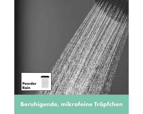 Brausekopf mit Powder Rain Strahlart im Betrieb