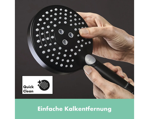 Nahaufnahme einer Handbrause mit Quick Clean Funktion zur einfachen Kalkentfernung