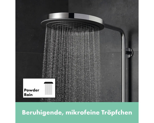 Regendusche mit Powder Rain Strahlart für entspannendes Duschen