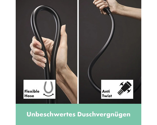 Abbildung einer flexiblen Duschschlauchs mit Verdrehschutz.
