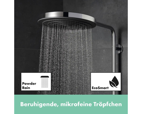 Regendusche mit den Symbolen Powder Rain und EcoSmart