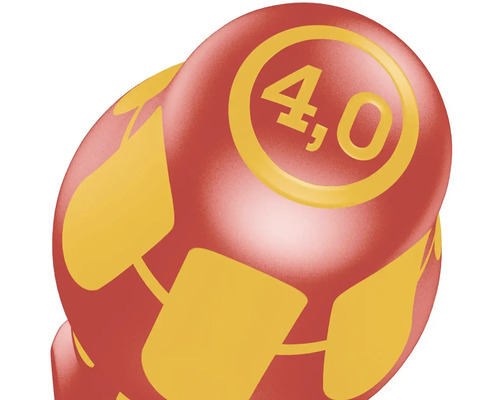 Detailaufnahme von einem Verbindungsklemmendeckel mit der Aufschrift 4,0