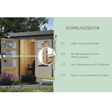 Gartenhaus Karibu Metalwood 3,5D Blech graualu 266 x 266,5 cm wassergrau