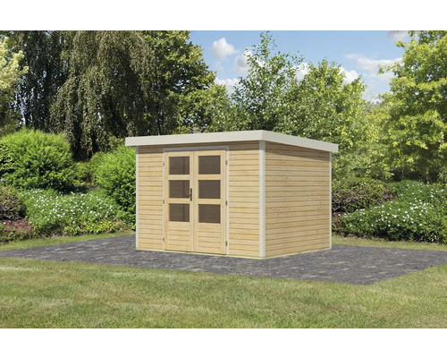 Holzgartenhaus mit Doppeltür im Garten