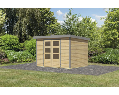 Holzgartenhaus mit Doppeltür im Garten