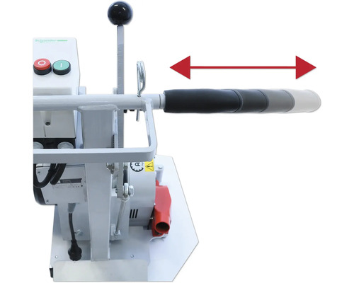 Detailansicht einer Biegemaschine mit ausziehbarem Griff