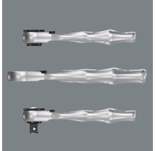 Drei Schraubknarren aus Metall mit ergonomischem Griff
