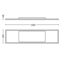 Technische Zeichnung eines Waschtisches mit den Maßen 1200 x 300 x 46 mm.