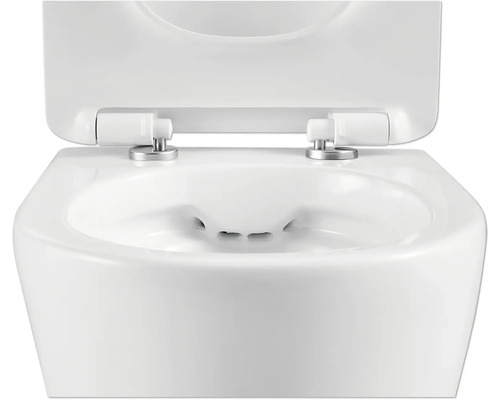 Wand-Tiefspülklosett mit offenem Spülrand und WC-Sitz