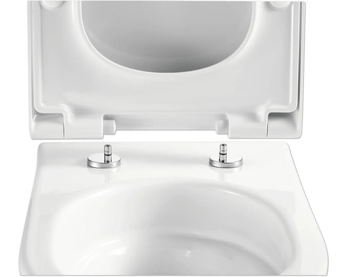 Geöffneter Toilettendeckel aus Sanitärkeramik