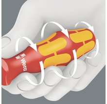 Demonstration der ergonomischen Griffzone eines Wera Schraubendrehers in der Hand