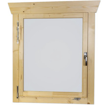 Einzelfenster für Gartenhaus 45 mm SKAN HOLZ Anschlag links 57,5x70,5 cm natur