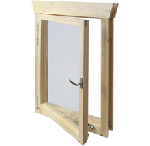 Einzelfenster für Gartenhaus 45 mm SKAN HOLZ Anschlag links 57,5x70,5 cm natur