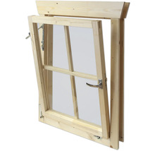 Einzelfenster für Gartenhaus 45 mm SKAN HOLZ Anschlag links 57,5x70,5 cm natur