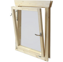 Einzelfenster für Gartenhaus 45 mm SKAN HOLZ Anschlag links 57,5x70,5 cm natur