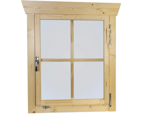 Holzfenster mit vier Feldern, Griff und Verschluss