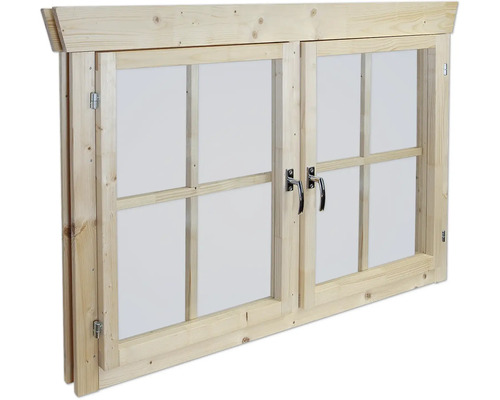 Doppelfenster aus Holz mit Fenstergriffen