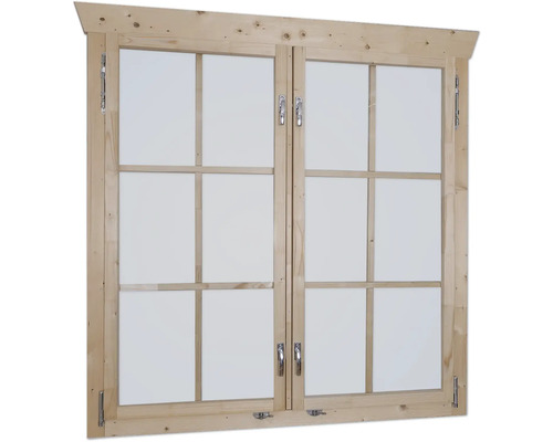 Holzfenster mit Fenstergriffen und Fensterriegeln