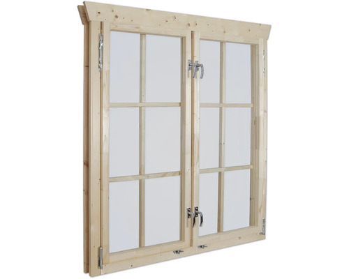 Holzfenster mit Fenstergriffen und Sprossen