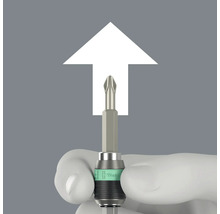 Wera Logo auf Bithalter mit Kreuzschlitzschraube und Pfeil nach oben