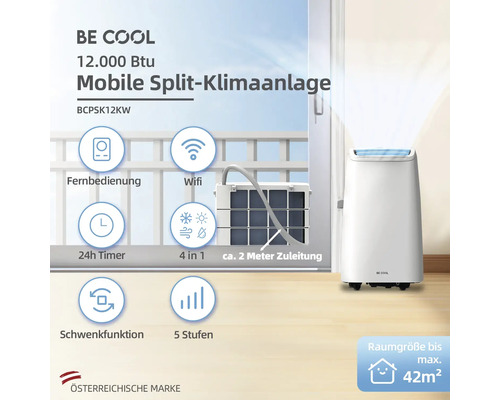 Mobile Split Klimaanlage von Be Cool mit 12.000 BTU Leistung