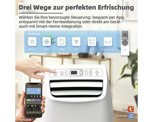 Mobiles Klimagerät mit App Steuerung, Fernbedienung und Smart Home Integration