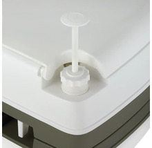 Detailansicht einer Campingtoilette mit Spülwasserbehälter