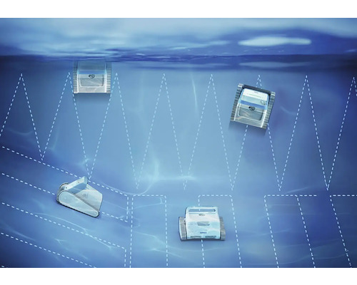 Schwimmbadreiniger unter Wasser mit Reinigungsmuster