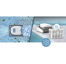 Poolroboter mit Filterkorb und Symbol für Filterfunktion