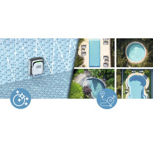 Poolreinigungsroboter im Einsatz mit verschiedenen Poolansichten