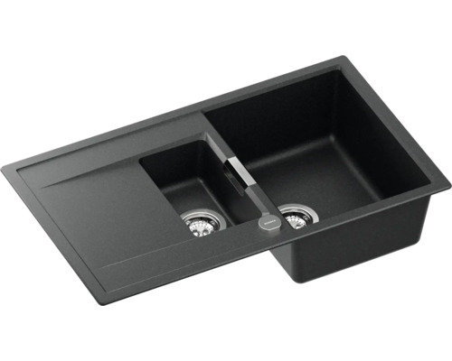 Spüle mit zwei Becken und Abtropffläche