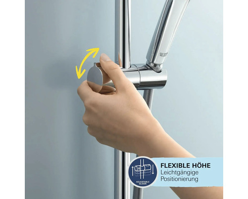 Hand verstellt Duschkopfhalterung in der Höhe