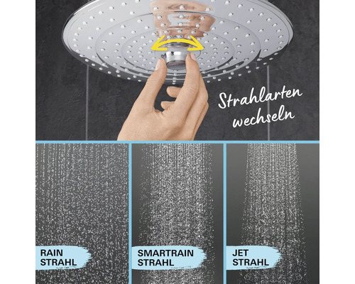 Duschkopf mit verschiedenen Strahlarten zur Auswahl