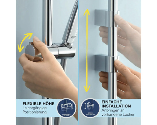 Duschstange mit flexibler Höhe und einfacher Installation