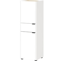 Weißer Badezimmerschrank mit zwei Schubladen und Füßen