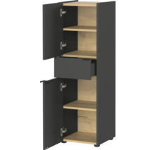 Schmaler Hochschrank mit zwei Türen, einer Schublade und Einlegeböden