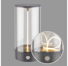 Dekorative Tischleuchte mit Glaszylinder und LED Lichtelement