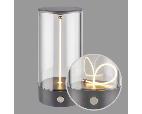 Dekorative Tischleuchte mit Glaszylinder und LED Lichtelement