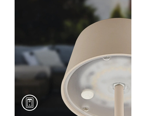 Nahaufnahme einer Tischleuchte mit Schaltersymbol