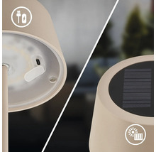 Aufladen per USB und Solarfunktion